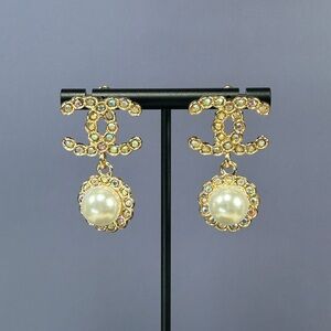 Iridescent Stone & Pearl Earrings